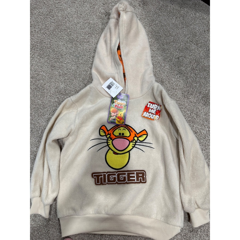 Disney My Friends Tigger & Pooh Beige Fleece Hoodie Toddler Size 4T NWT 9J6521